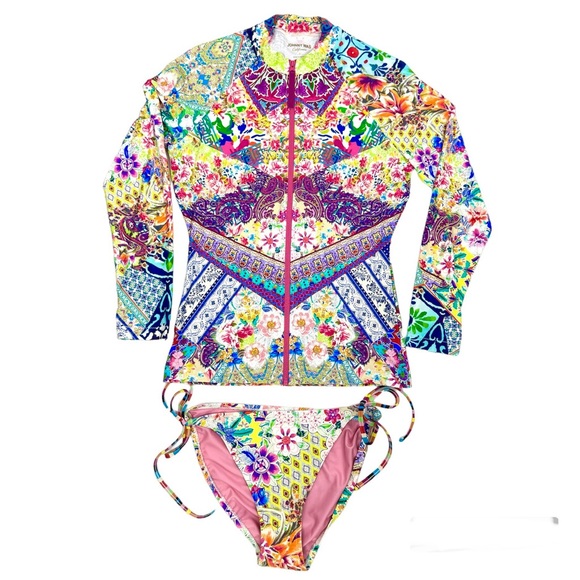 JOHNNY WAS Joy Surf Shirt Locita String Bikini Bottom Set NEW Size S - Picture 10 of 10